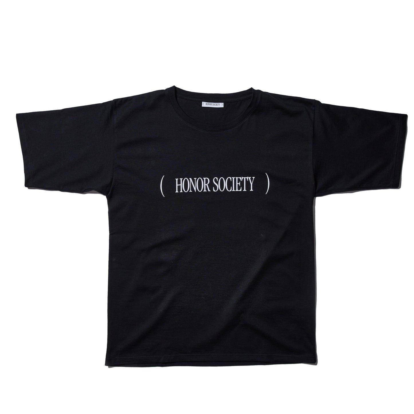 Black Honor Society logo T-shirt, 100% cotton, showcasing front design. Available in small, medium, and large sizes.