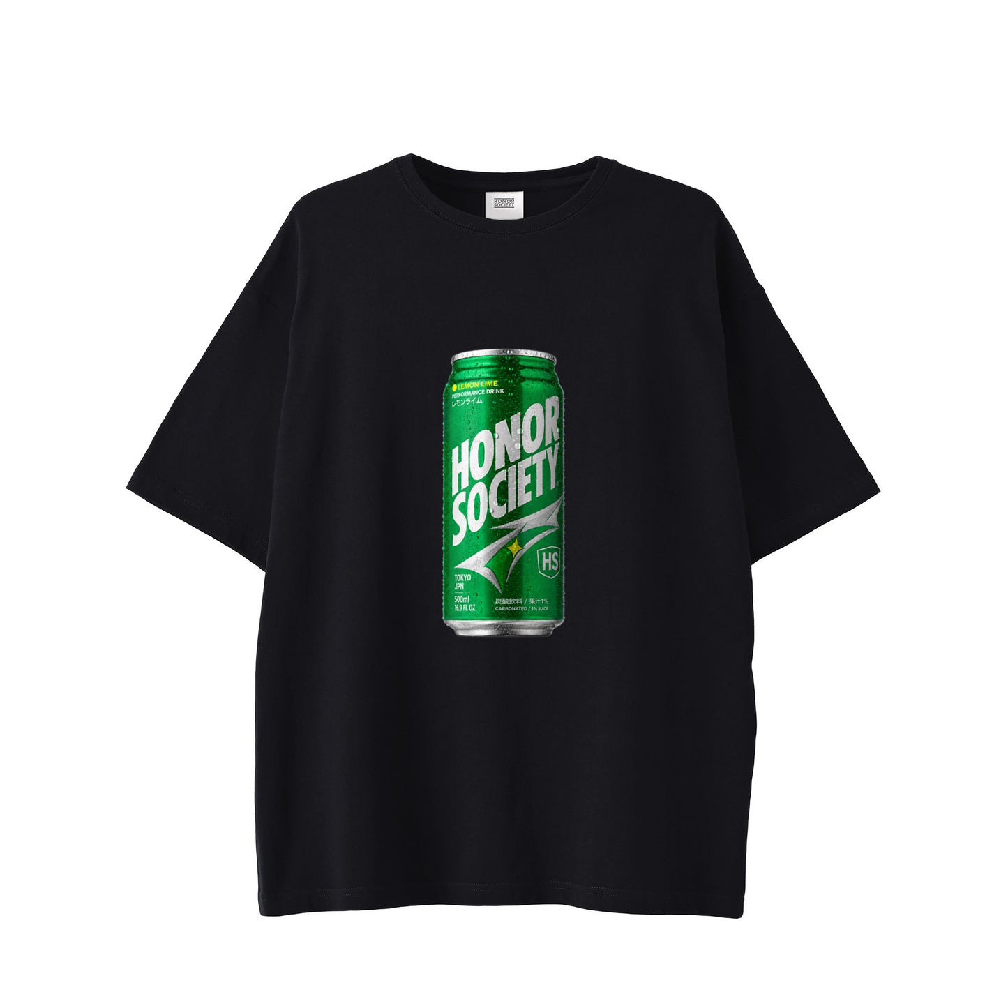 Honor Society Canned Juice T-Shirt — Black (Front)