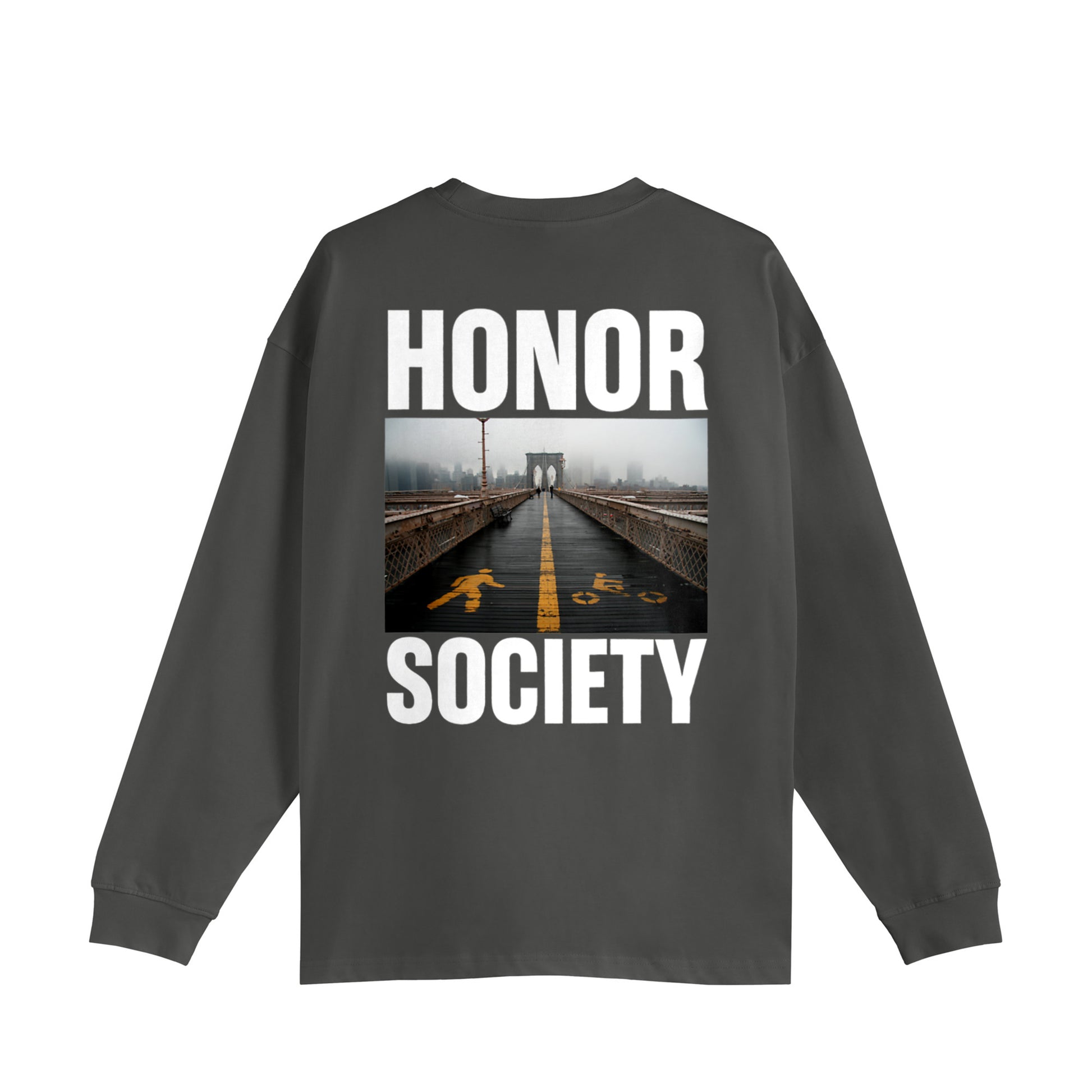 Honor Society Bridge Photo Long Sleeve T-shirt charcoal image