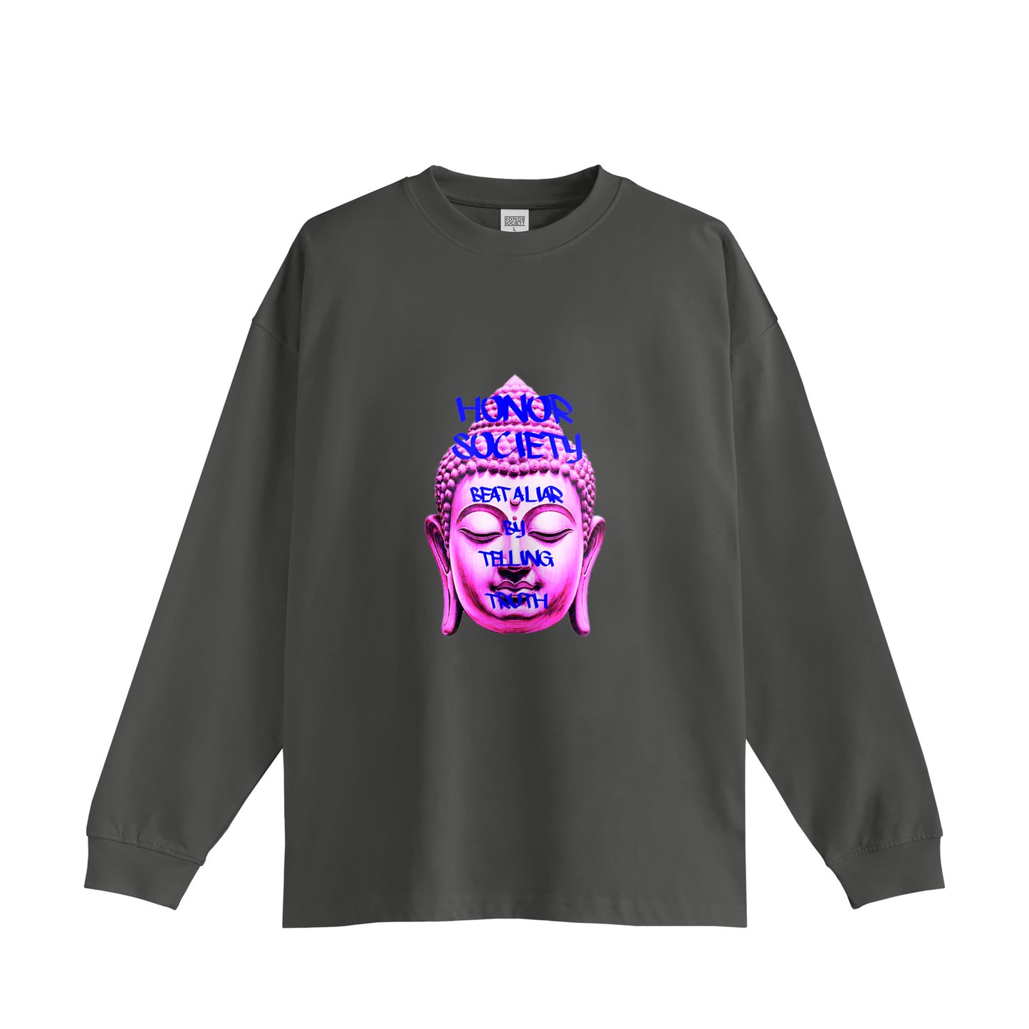 Honor Society Buddha Long Sleeve T-shirt charcoal image