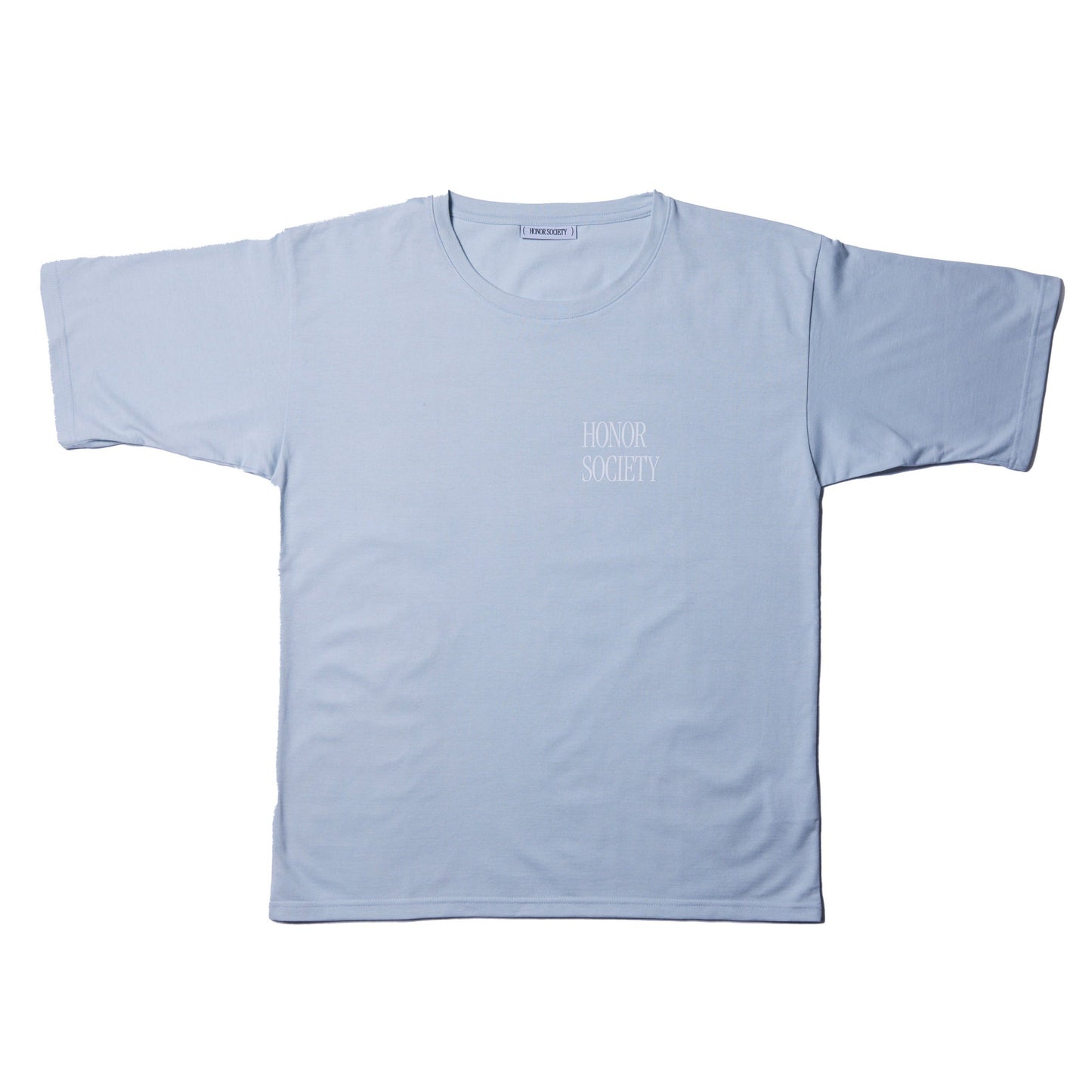 Light gray Honor Society small embroidered logo T-shirt No.1,100% cotton, showcasing front design. Available in small, medium, and large sizes.